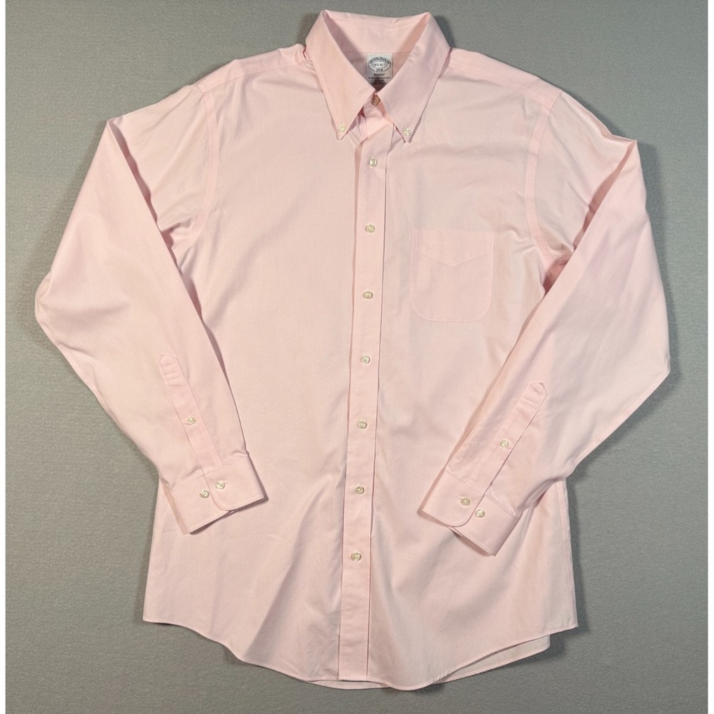 Brooks Brothers Regent Mens Long Sleeve Pink Button Down Shirt Size 16 1/2 6 / 7